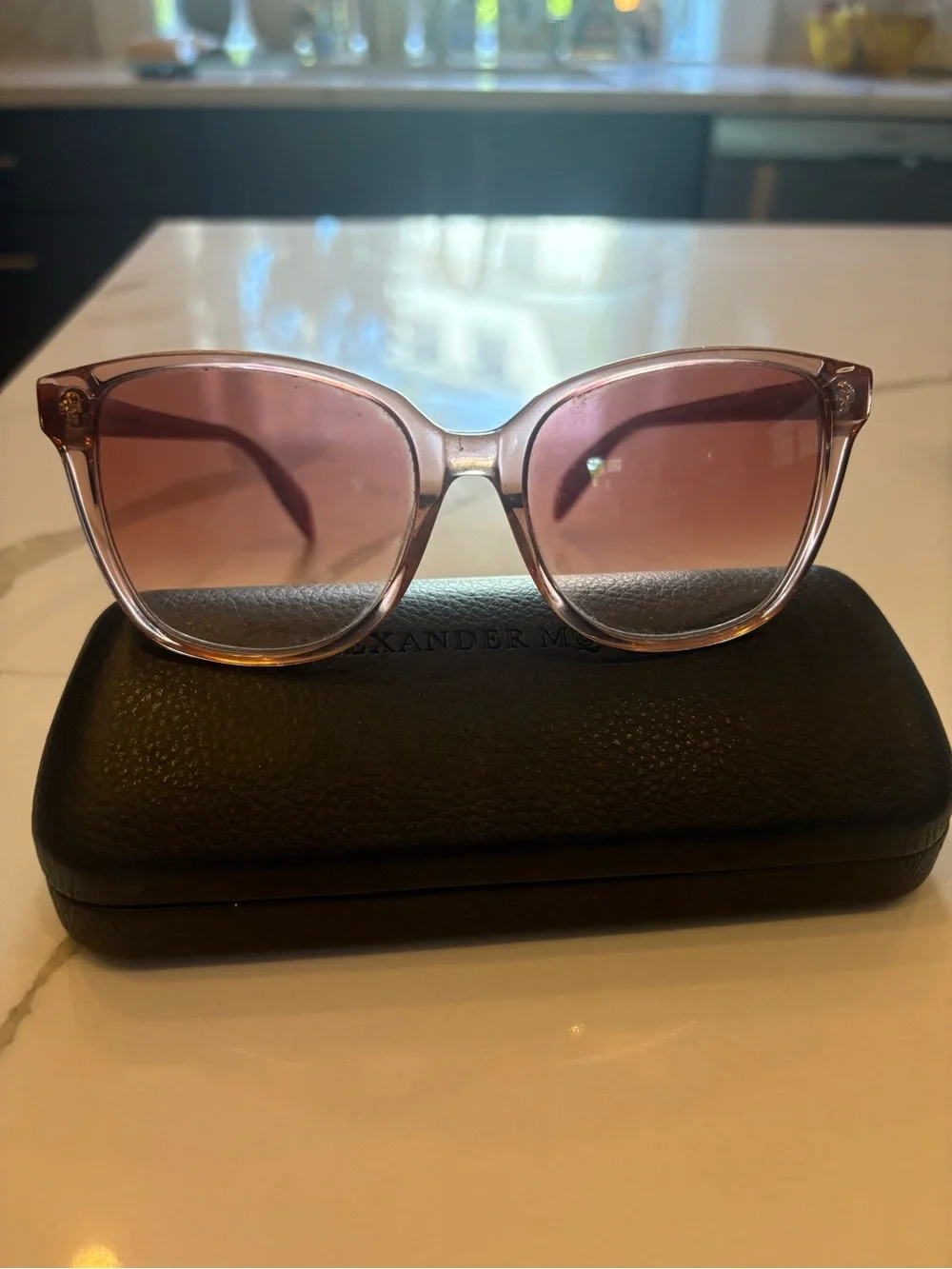 Alexander McQueen Translucent Pink Gradient Women's Sunglasses